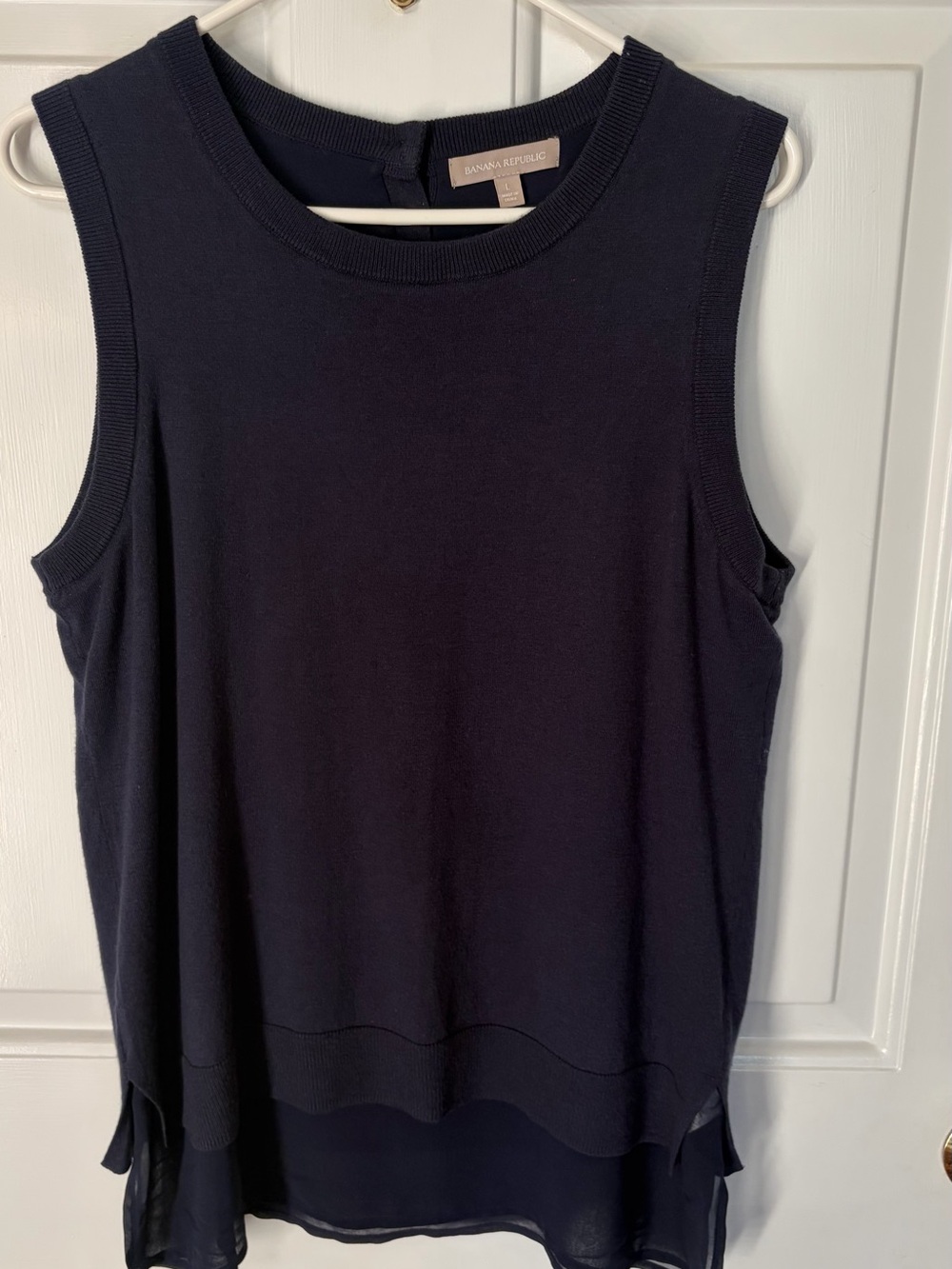 Banana Republic Navy Layered Sleeveless Knit Top